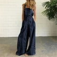 thumbnail image 2 of Casual Jumpsuits for Women Sleeveless Dot Print Summer Wide Leg Bib Pants Jumpsuit Rompers Overalls, 2 of 5