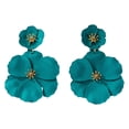 thumbnail image 2 of Pendientes colgantes de flores, pendientes de pétalos florales, pendientes colgantes para vacaciones, mujeres, niñas, joyería del día de San Valentín, Verde, 2 of 8