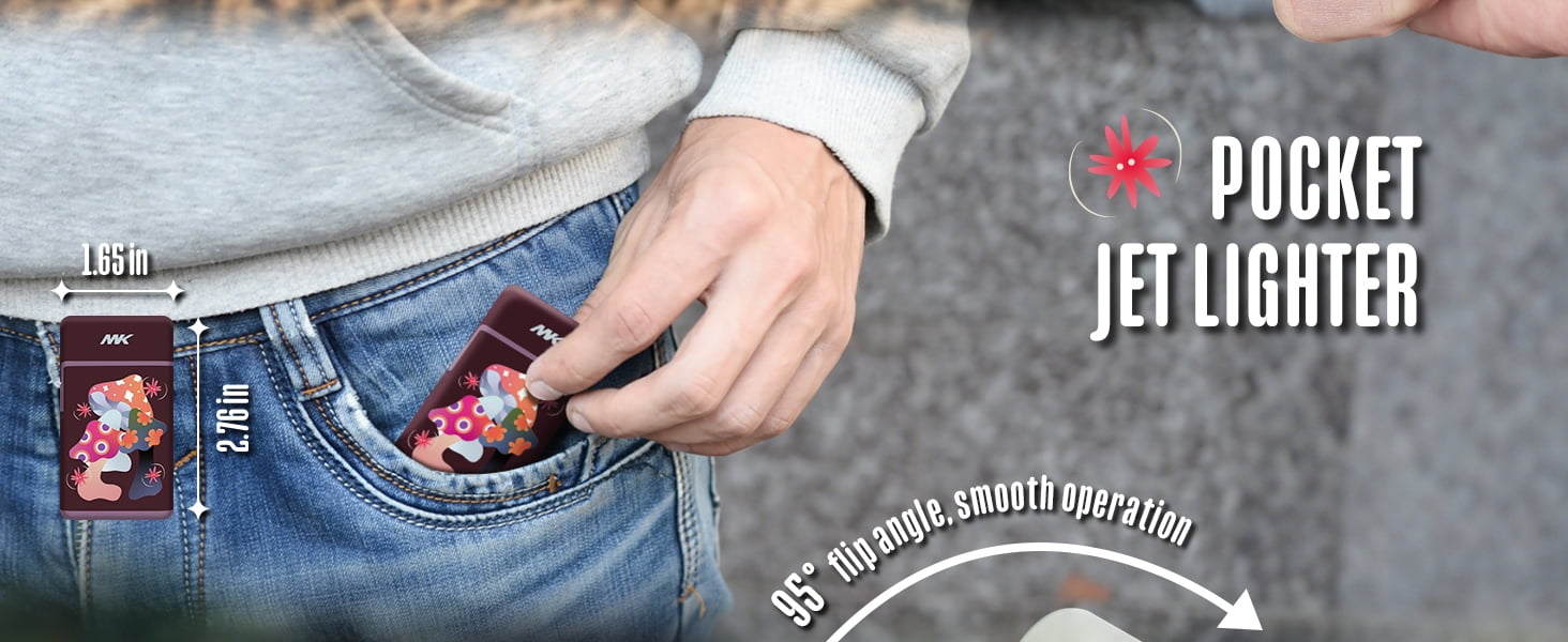 MK Lighter 5-Pack Torch Flame Pocket Lighters, Refillable and Multipurpose, Ideal for Candles, BBQ, Camping, and Everyday Use (Myco-Cosmo-5PC)