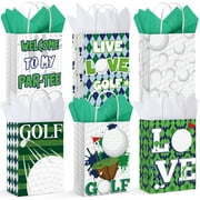 Aoriher 24 Pcs PriNst Golf Party Favor Bags with Tissue Paper Golf Goodie Gift Bags Golf Candy Treats Snack Bags with Handle for Birthday Party Supplies Decorations