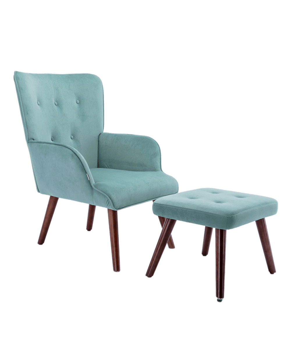 Buy Accent Chair with Ottoman, Modern Velvet Button Tufted Wingback