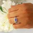 thumbnail image 5 of Dazzlingrock Collection 14K Round Tanzanite & White Diamond Ladies 3 Stone Bridal Engagement Ring Set, Yellow Gold, Size 7.5, 5 of 6