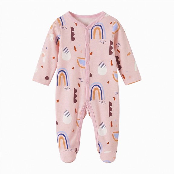 enyan Baby Outfits Boy Girl Footies for Babies One-Piece Sleeper Snap Button Romper Cotton Jumpsuit Baby Boy Girl Clothes(Multicolour,0-3 Months)