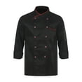thumbnail image 2 of Doomiva Short/Long Sleeve Chef Coat for Men Women Double-Breasted Chef Jacket Cook Shirt Workwear Black Long Sleeve M, 2 of 6