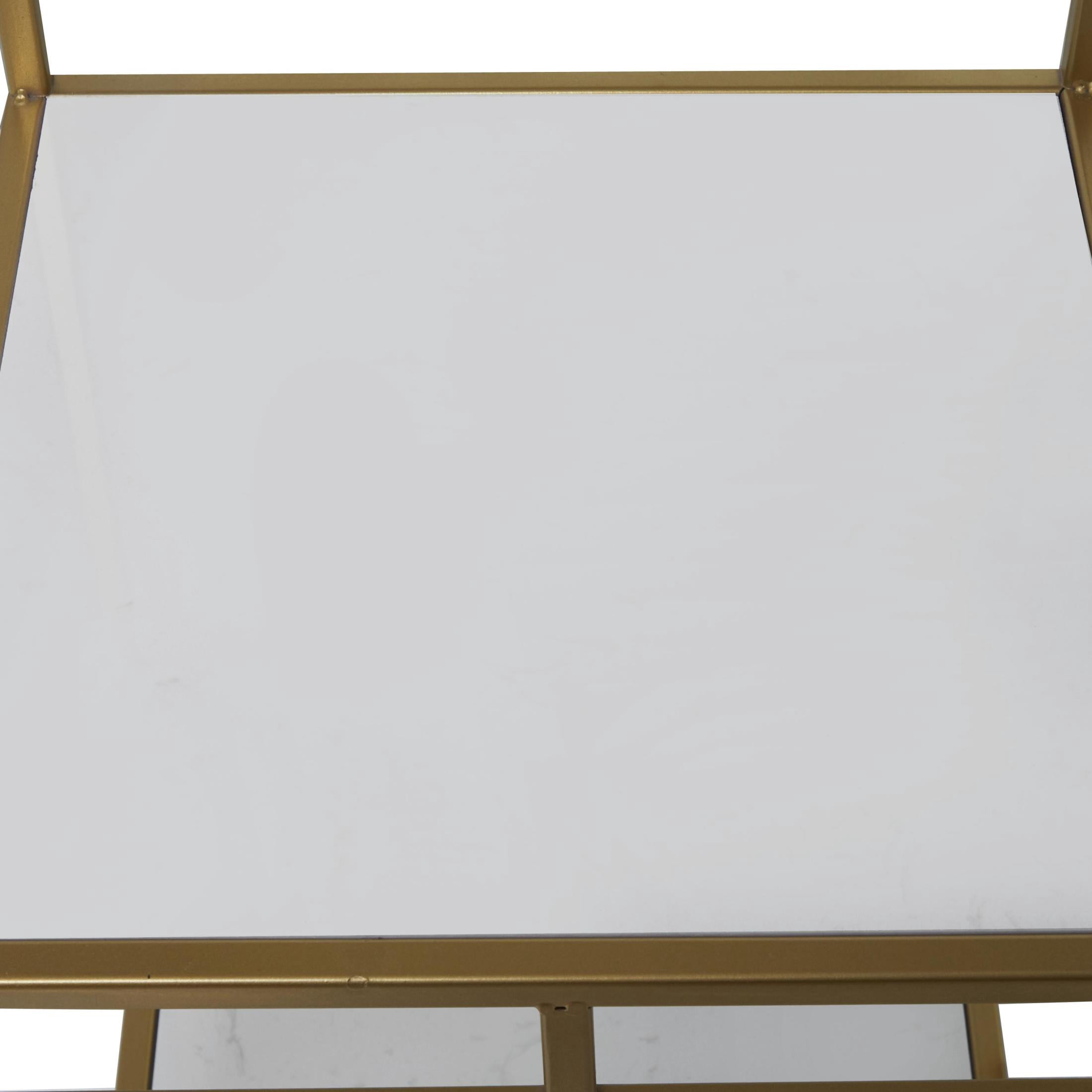 DecMode 14" x 62" Gold Metal Cube 4-Tier Shelving Unit with 4 Marble Shelves, 1-Piece