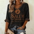 thumbnail image 2 of Women's Salem Broom Company Printed T-Shirt Salem Halloween Witch Tshirt, Vintage Salem Broom Company Shirt Funny Halloween Witch Tshirt Dark Gray XL, 2 of 5