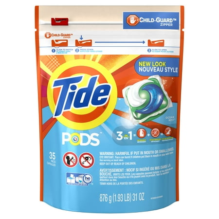 Tide PODS Ocean Mist Scent HE Turbo Liquid Detergent Pacs, 35 count