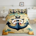 thumbnail image 2 of Erosebridal Vintage Anchor Bedding Sets Full with Comforter, Retro Nautical World Map Duvet Insert, Reversible 3pcs, 2 of 8