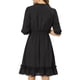 thumbnail image 3 of Vestido A-Line de Chifón con Volantes en Capa y Mangas 3/4 para Mujeres INSPIRE CHIC 2XL Negro, 3 of 7