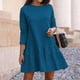 thumbnail image 2 of Vestido de manga larga para mujer Ticfox con dobladillo con volantes azul S, 2 of 5