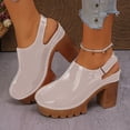 thumbnail image 2 of Dakaela Women's Chunky Heels Sandals Closed Round Toe Slingback Clogs Platform Slip on Dress Mules Pumps for Wedding Bride Party Grey Size 9, 2 of 9