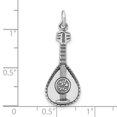 thumbnail image 2 of 925 Sterling Silver Polished Oxidized Mandolin Charm 45x13mm Wide Pendant Necklace for Women, 2 of 2