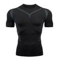 thumbnail image 3 of Camiseta deportiva de manga corta transpirable para hombre, absorbente del sudor, de secado rápido, paquete de fitness, camiseta ajustada con músculos, 3 of 5