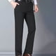 thumbnail image 4 of Pantalones largos para hombre, color liso, con cremallera, botones, pierna recta, pierna ancha, pantalones de traje casuales, pantalones de poliéster para hombre, 4 of 9
