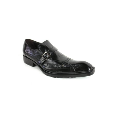 Fiesso by Aurelio Garcia Men's Designer Classic Oxford Leather Slip-on Loafer Shoes Black (Best Mens Designer Dress Shoes)