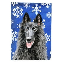 Belgian Sheepdog Winter Snowflakes Holiday Garden Flag