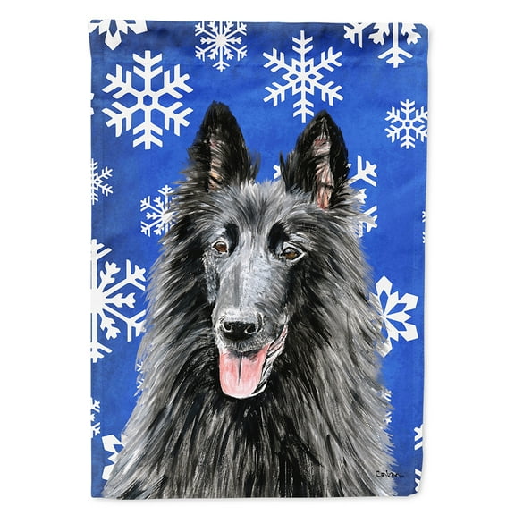 Belgian Sheepdog Winter Snowflakes Holiday Garden Flag