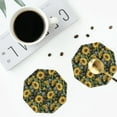 thumbnail image 4 of Rateoe Sunflowers Drawing Drink Coasters Set of 4 Leather Coasters Spill Protection for Table Desk,Durable and Non Slip Leather Coaster ,4 Inches Drink Mats-Octagon, 4 of 6