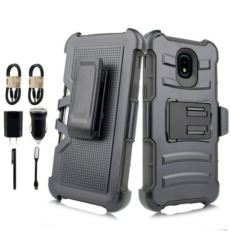 Dress Case Pack - ~Value Pack~ for Samsung Galaxy J7 (2018)/ J7 Refine/ J7 Star/ J7V 2nd Gen. /J737 Case Phone Case Clip Holster 2 Kickstands Hybrid Shockproof Bumper Cover Black