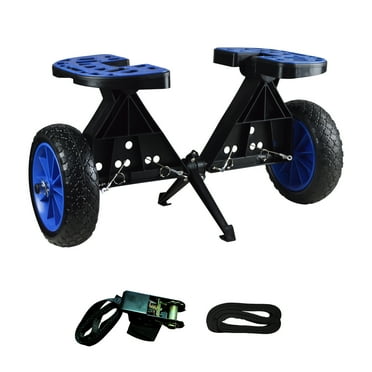 Kayak Cart, Adjustable Stainless Steel SUP Canoe Dolly Cart, Transport Trolley for Float Mats Jon Boat