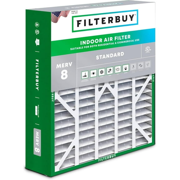 Filterbuy 20x25x6 Air Filter MERV 8 Dust Defense, Pleated HVAC AC Furnace Filter Replacement for Aprilaire Space-Gard 2200 & Lennox, 1-Pack