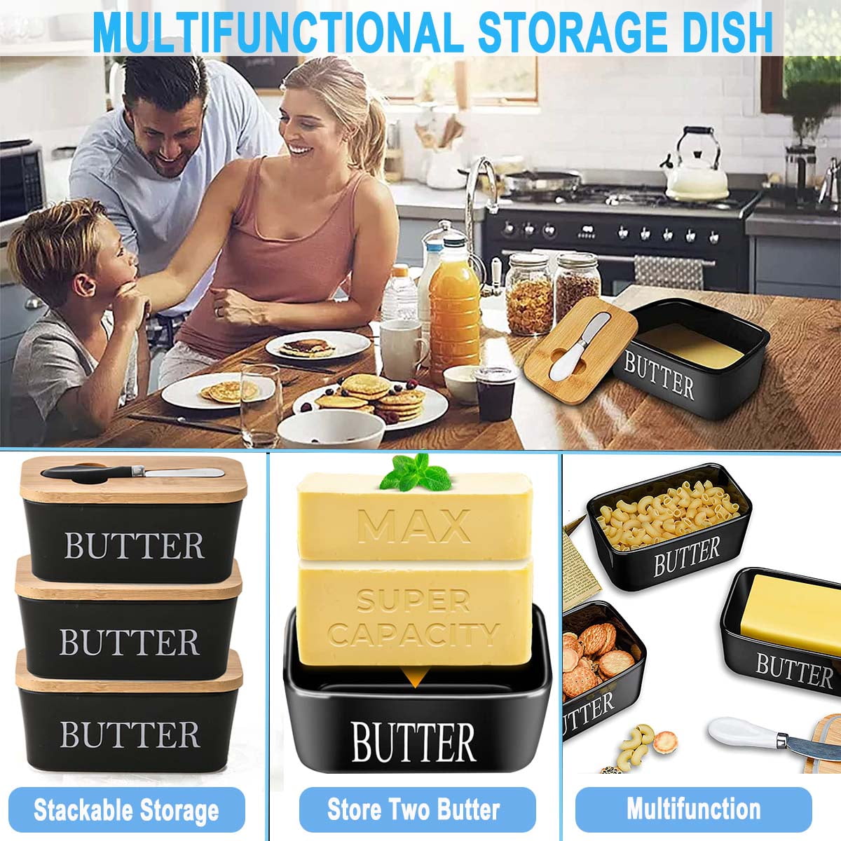 Butter Stick Holder, Butter Spreader Dispenser with Cover, Standard Butter Dish Keeper Container for Corn Pancakes Waffles Bagels Toast, Dishwasher
