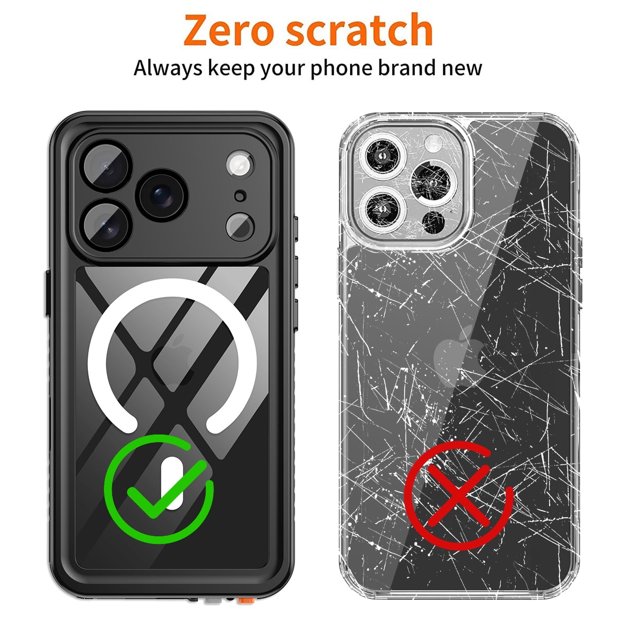 Casetego for iPhone 17 Pro Max Waterproof Case,Compatible with Mag-safe,with Built-in Screen Protector Full-Body Snowproof,Dustproof and Shockproof Protective Magnetic Phone Case,Black