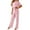 Pink, variant on aidice Dressy Jumpsuits for Women Summer Round Neck Short Sleeve Belt Keyhole Elegant Office Pants Rompers