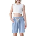 thumbnail image 5 of Mlzmgr 4 PC Cotton Linen Shorts for Kids Drawstring Elastic Waisted Loose Fitted Casual Sports Shorts, 5 of 8