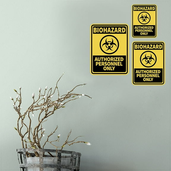 Portrait Round Plus Biohazard Authorized Personnel Only Wall or Door Sign | Warning Signage - Large