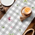 thumbnail image 3 of Grey Plaid Groundhog Table Runner 108 Inches, Spring Floral Butterfly Botanical Bed Runner Dresser Scarves Tabletop for Indoor Outdoor Parties/Ceremony/Banquet, 13"x 108", 3 of 8