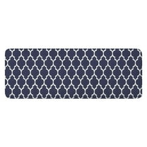 Navy and White Geometric Lattice Pattern Kitchen Rug Mat,Kitchen Runner Rugs Non Skid Washable,Decorative Kitchen Floor Mats for Kitchen,Sink,Laundry,17"x47.2"