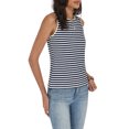 thumbnail image 4 of COCCKO Tank Top for Women 2026 Summer High Neck Sleeveless Striped Shirt Button Hollow Back Fitted Knit Camisole Tops, 4 of 7