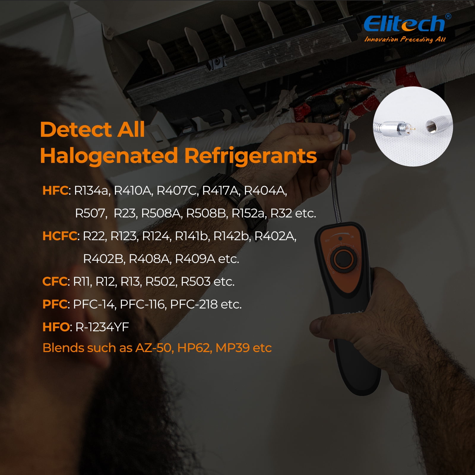 Elitech Refrigerant Leak Detector CLD-100 Freon Leak Detector Car HVAC Halogen Refrigerant Leak Detector CFCs HCFCs HFCs