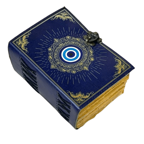 Evil Eye Leather Book of Shadows – 200 Pages Grimoire Journal, Witchcraft Spellbook, Wiccan Pagan Gothic Magic Diary Gift
