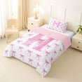 thumbnail image 2 of Erosebridal Bow Letter H Twin Comforter Sets for Girls, Pink Watercolor Ribbon Bedding Set, Pink Reversible, 2pcs, 2 of 6