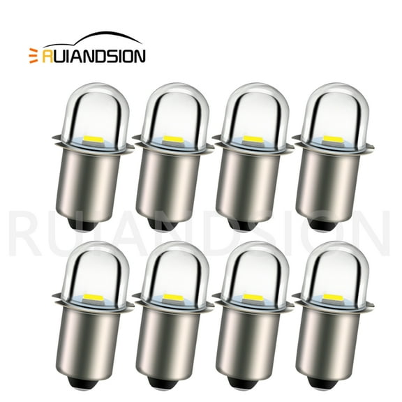 Ruiandsion P13.5S 3V LED Flashlight Bulb Torch Spear Bulb White Non-Polarity（Pack of 8）