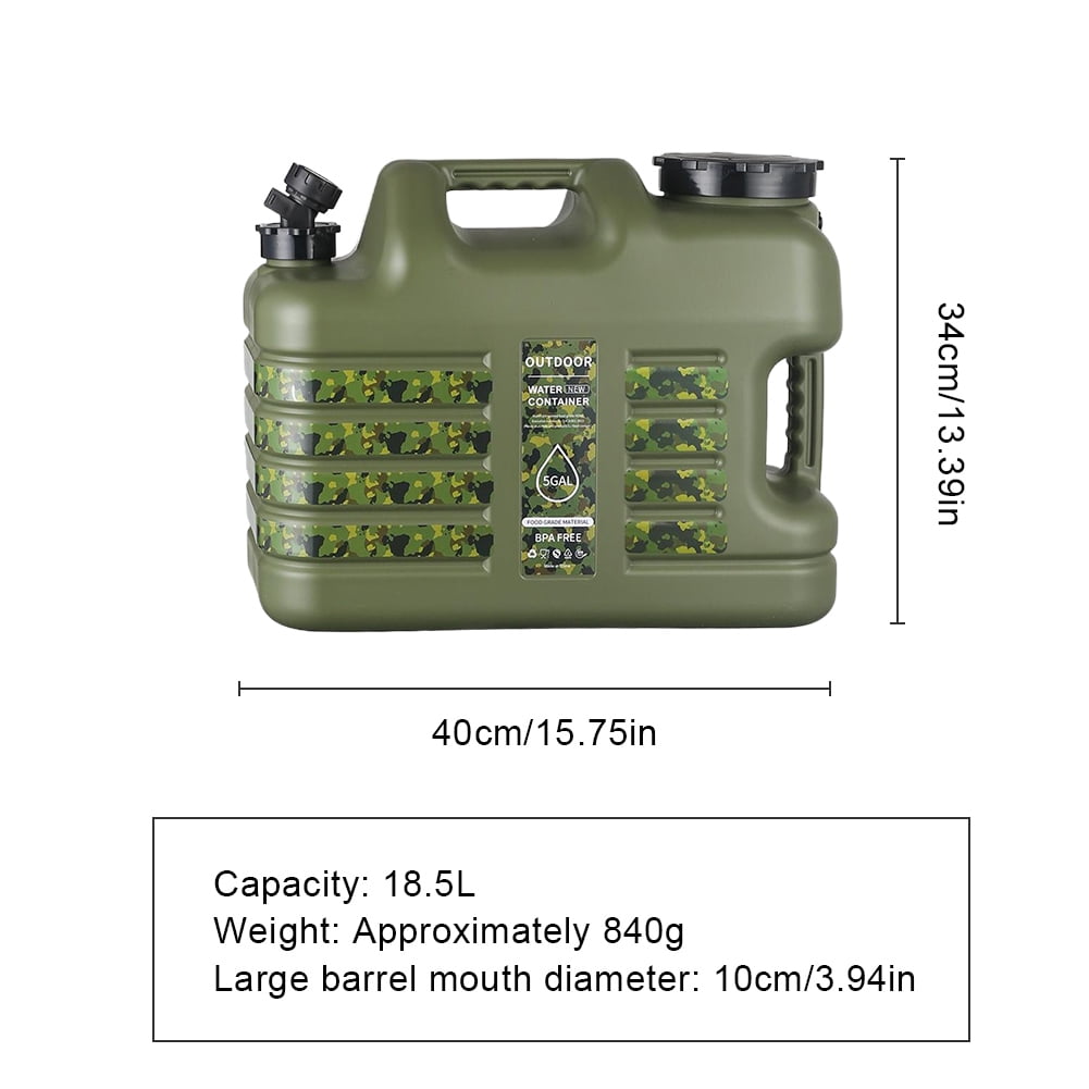 SHUWND Camping Water Container, 5 Gallon (18.5L) Camping Water Jug With Spigot, Portable BPA Free Water Storage Tank for Outdoor Hiking, BBQ, Picnic