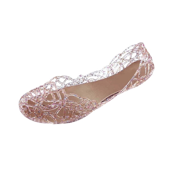 Fiaer Women's Jelly Sandals Ballet Shoes Slip on Flats Hollow out Loafers Red 8