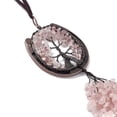 thumbnail image 4 of Natural Rose Quartz Chip Tree of Life Pendants Decoration Brass Horse Shose Tassel Gems Hanging Ornaments 220mm Pendant: 170x59x7mm, 4 of 5