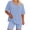 Light Blue, variant on Plus Size Women's Casual V Neck Short Sleeve Button Up Shirt and Drawstring Shorts Set Summer Loungewear Pajama Sets, Blue 4XL