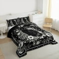 thumbnail image 3 of Homewish Female Men Animal Black Cat Bedding Comforter Set 2pcs,Gothic Style Flowers Twin Comforter Sets Microfiber,Retro Vintage Aesthetic Breathable Bedding Set,Breathable Home Decor, 3 of 8