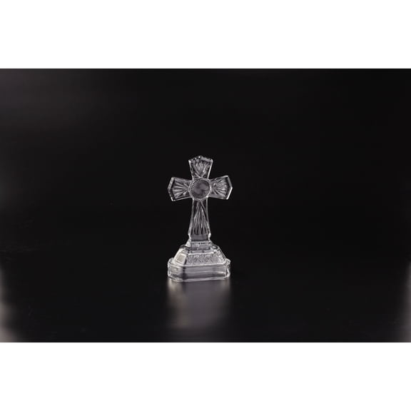 7" Crystal Clear Hand Blown Glass Cross Tabletop Decoration