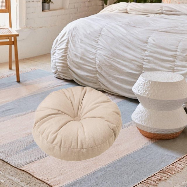 Cojín de almohada de piso redonda para dormitorio interior silla de sofá silla de cama Beige