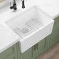 thumbnail image 4 of Farmhouse Sink, 24 Inch x 16 Inch White Farm Sink Small Farmhouse Kitchen Sink Apron Sink, 24" Kitchen Sink Single Bowl Prep Bar Sink, Laundry Sink with Bottom Grid and Strainer Drain, 4 of 4