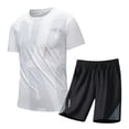 thumbnail image 2 of YHAJDS Summer Mens 2 Piece Outfits Shirt and Shorts Set for Men Crew Neck Short Sleeve and Shorts Casual Sports 2 Piece Tracksuit, 2 of 5