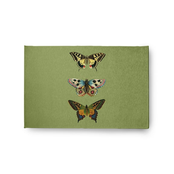 24" 36" Simply Daisy Butterflies Novelty Chenille Area Rug, Apple Green