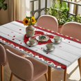 thumbnail image 3 of Valentine's Day Table Cloths for 5 Foot Rectangle Tables, Red Love Heart Roses Romantic Wooden Patio Waterproof Elastic Fitted Tablecloths, Washable Rectangular Table Cover for Camping, 3 of 8