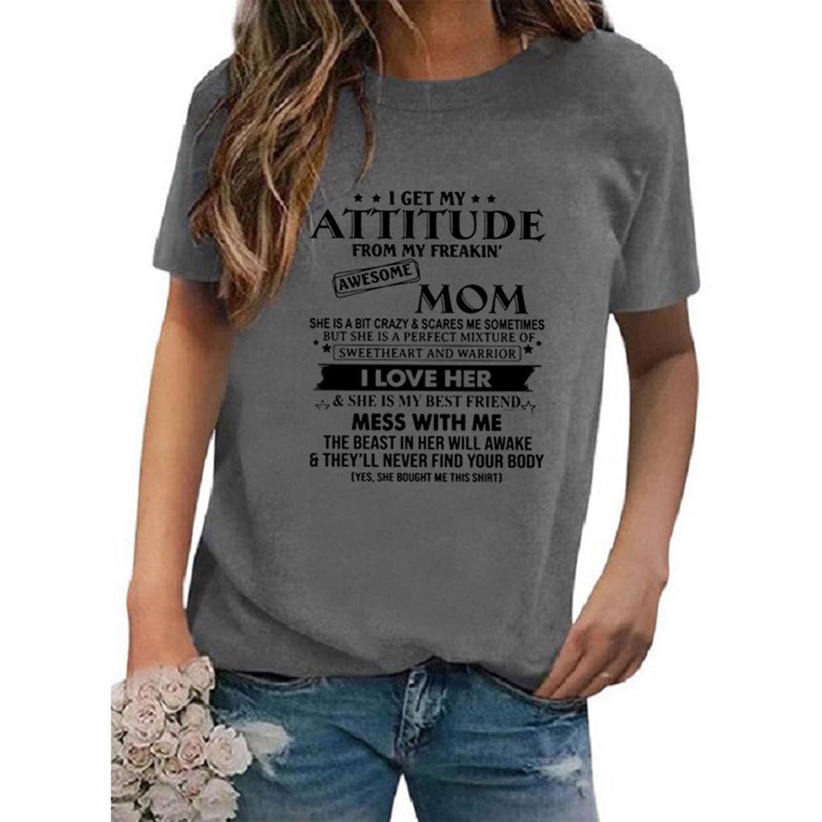 T-Shirt Mother's Day Funny Print Letter 