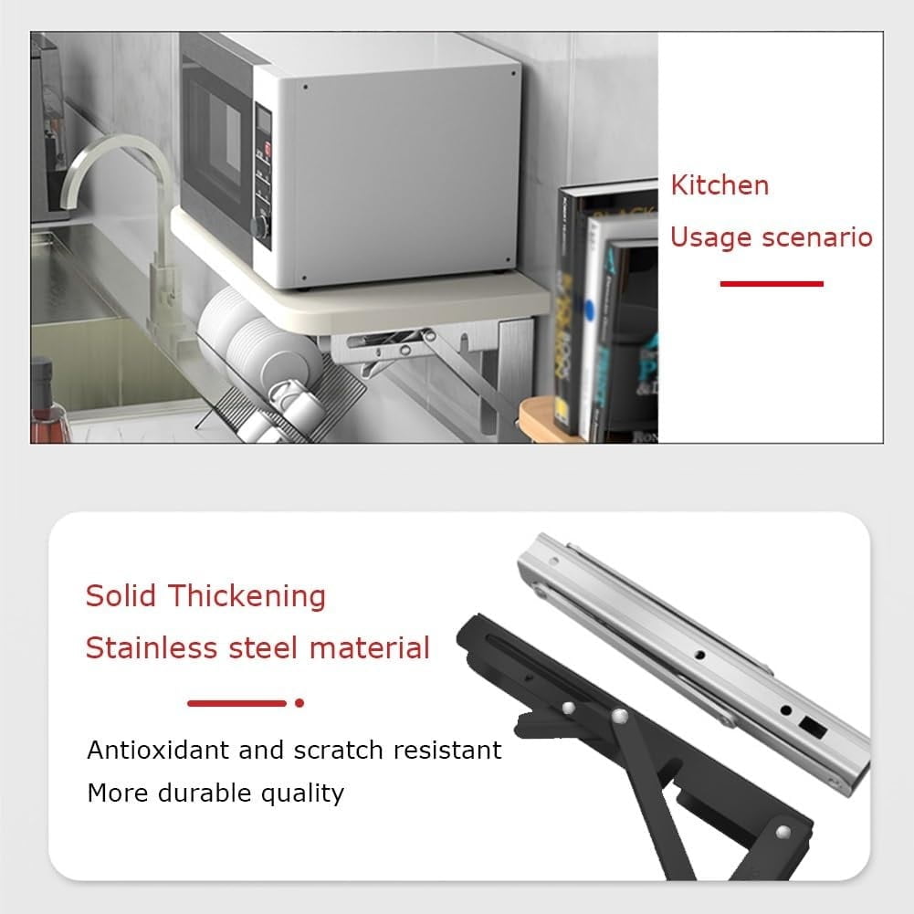 Folding Shelf Brackets, Heavy Duty Wall Mounted Brackets For Shelves Floating Shelf Brackets For Table Work Bench Space Saving,Max Load 165 Lb